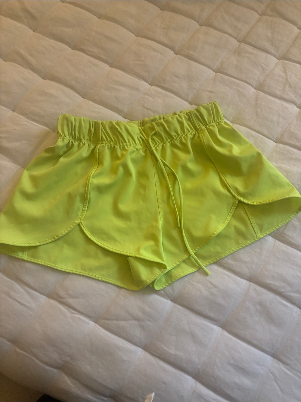 Neon Yellow green Women's Athletic Split-Hem Shorts